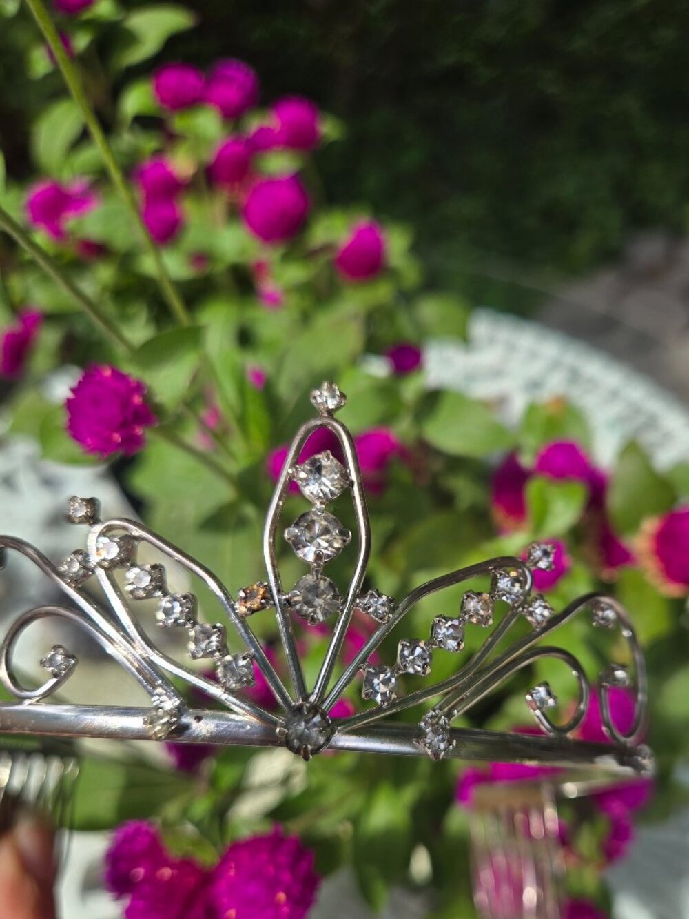 Silver Rhinestone Princess Tiara Crown - Perfect for Cosplay, Halloween, ComicCo - Picture 3 of 3